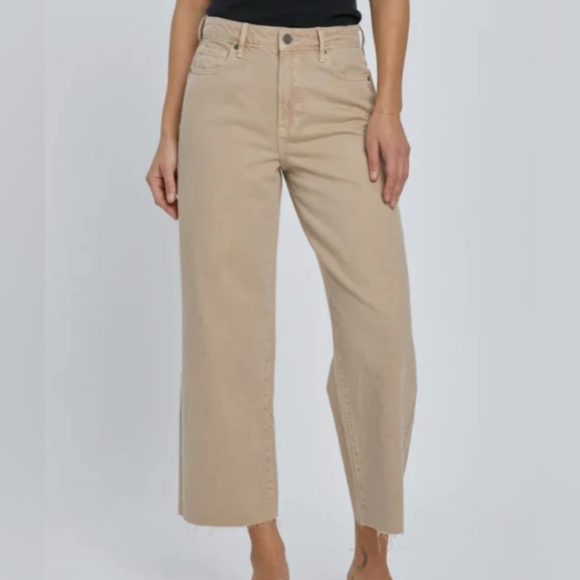 Hidden Denim - Hidden Women Khaki Cropped Wide-Leg Jeans Size 29